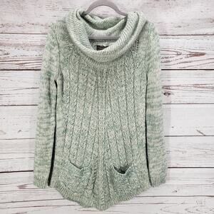 Guinevere Women's Green Cowl Neck Pockets Wool Mohair Sweater Size Large